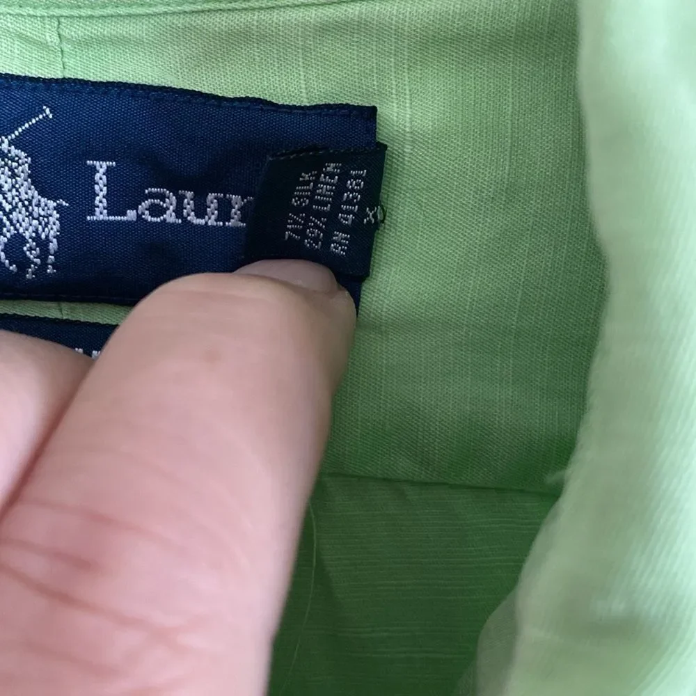POLO by Ralph Lauren Men’s Light Green Silk/Linen Blend Button Down Shirt Size S